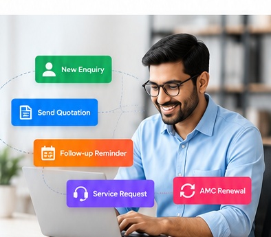 Business professional working with customer information